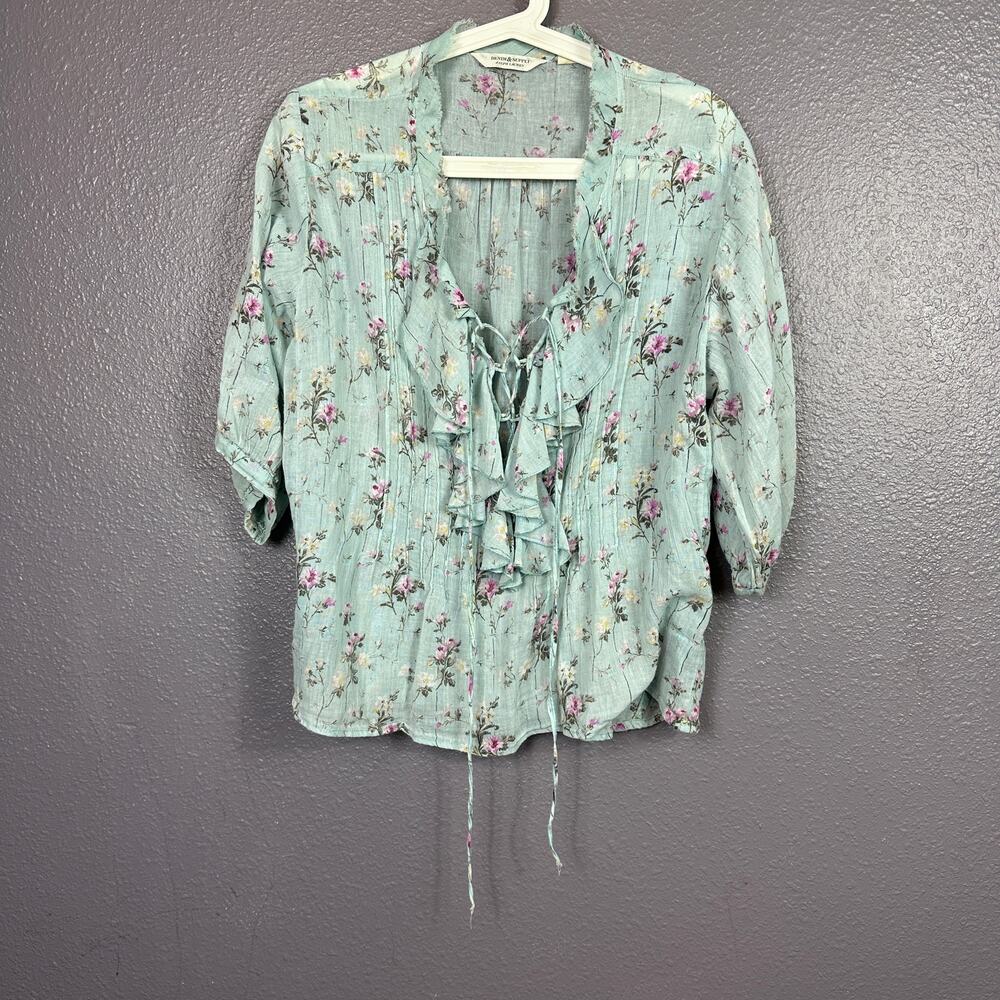 Ralph Lauren denim & supply light blue floral peasant blouse lightweight Small